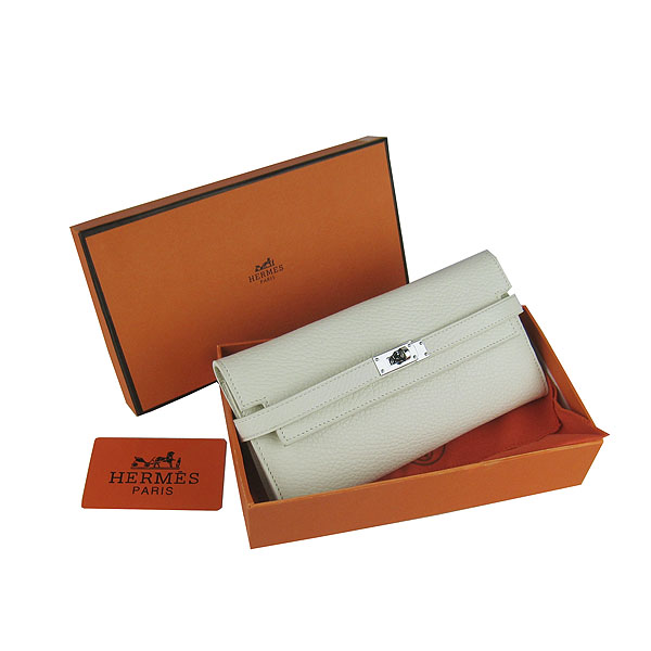 High Quality Hermes Kelly Long Clutch Bag Beige H009 Replica - Click Image to Close